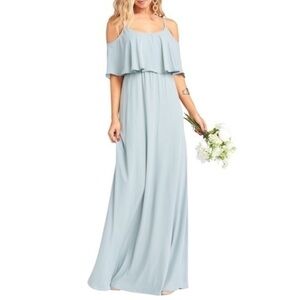 Show me your mumu Caitlin ruffle maxi dress light blue